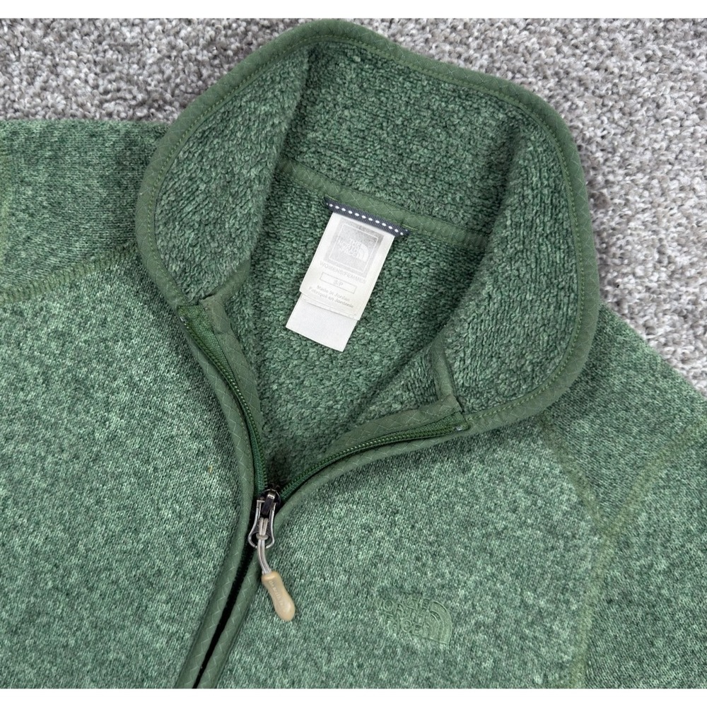 The North Face Crescent Sweater Fleece Jacket Womens S Green Full Zip Thumbholes
